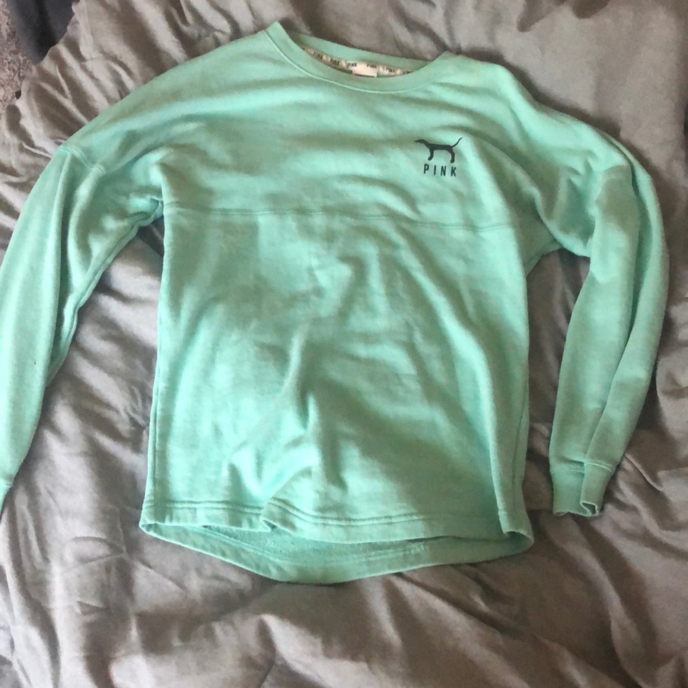 PINK varsity crew neck sweater